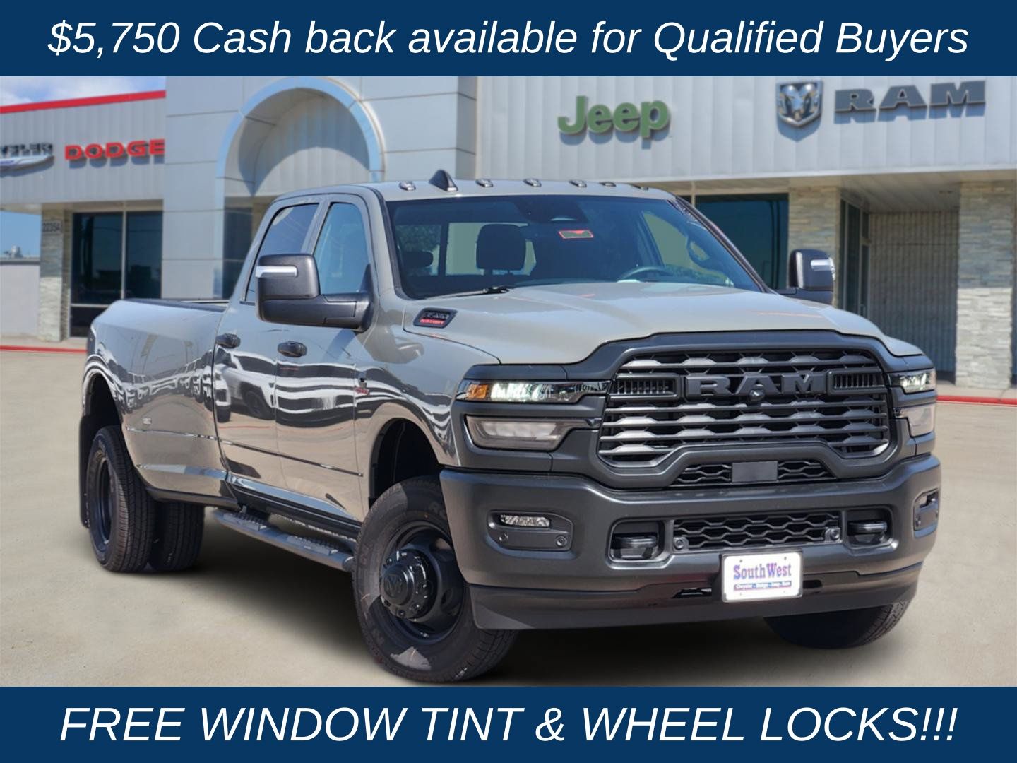 Ceramic Gray Clearcoat 2026 RAM 3500 Pickup Truck Four-Wheel Drive 8-Speed Automatic