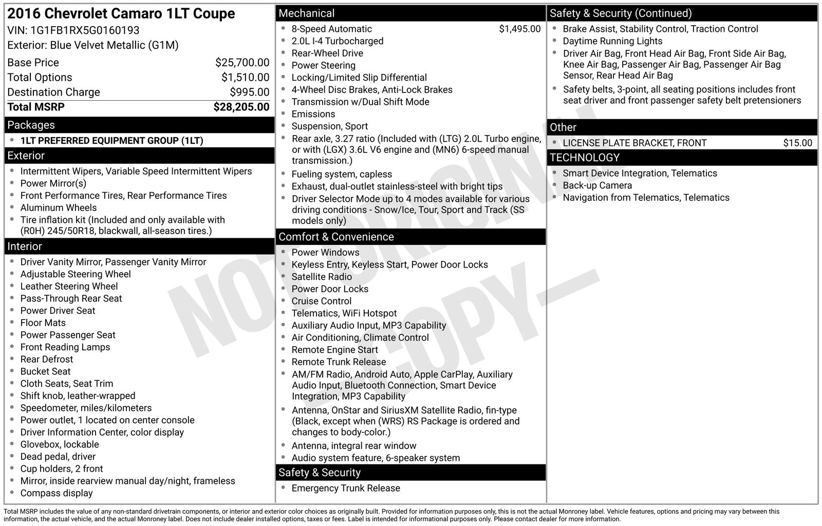 Used Car 2016 Chevrolet Camaro  1lt For Sale Under $12,000 In Austin, Texas