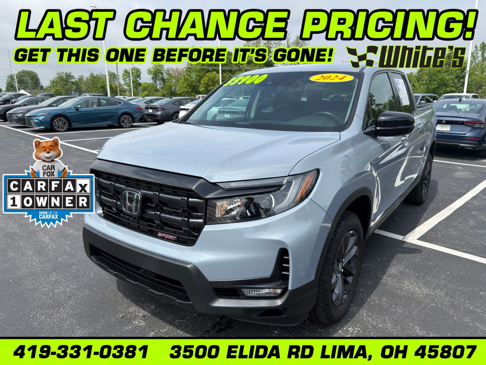 Gray 2024 Honda Ridgeline Pickup Truck All-Wheel Drive 9-Speed Automatic