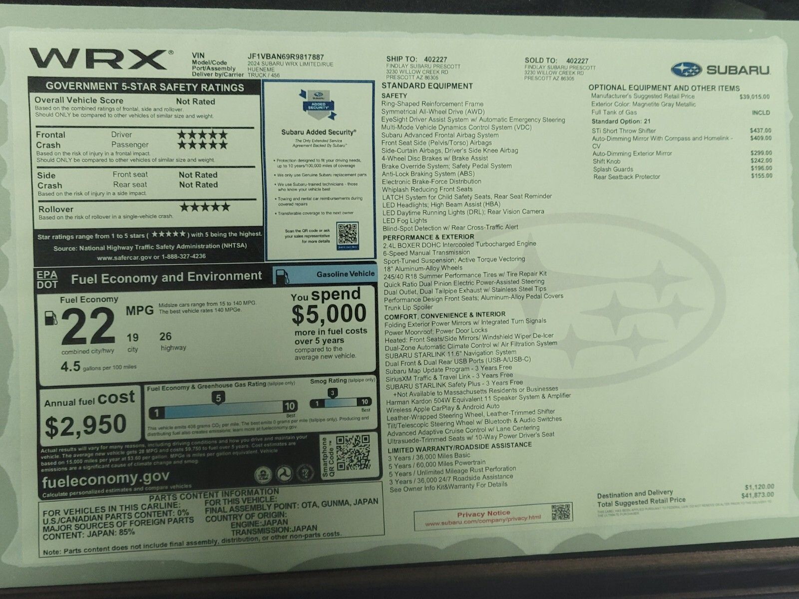 2024 Subaru WRX Limited 34