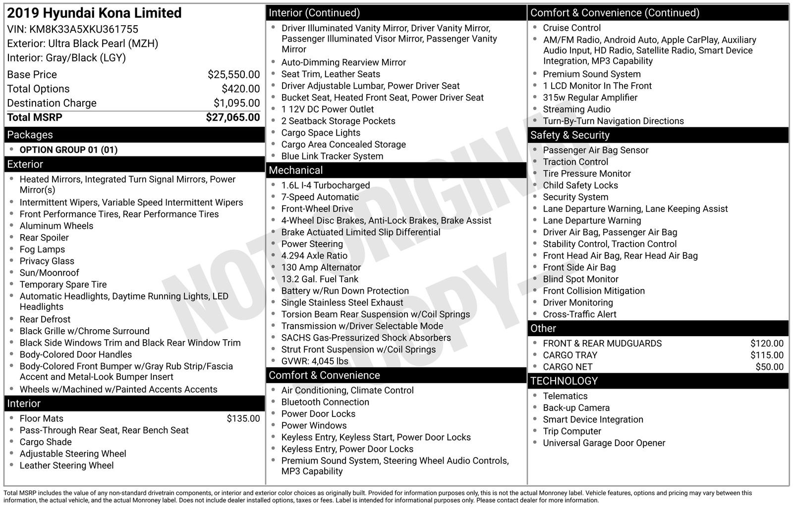 Used Car 2019 Hyundai Kona  Limited For Sale Under $15,000 In Austin, Texas