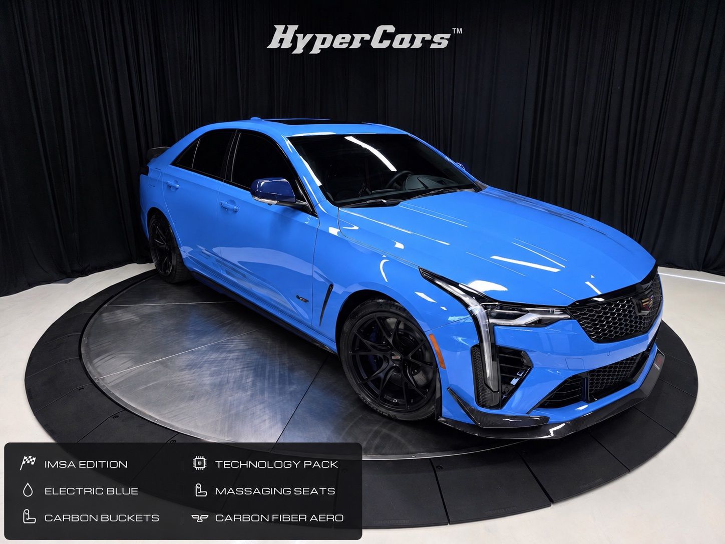 Electric Blue 2023 Cadillac CT4-V Blackwing Sedan Rear-Wheel Drive 6-Speed Manual