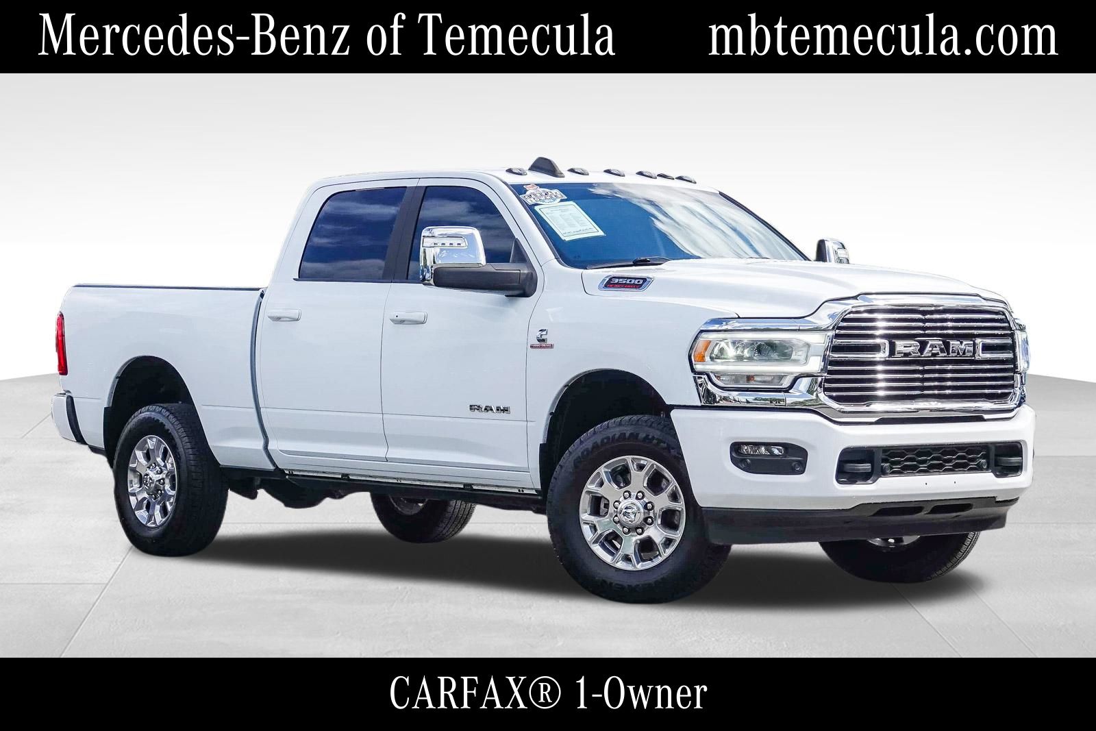 Bright White Clearcoat 2024 RAM 3500 Laramie Crew Cab 4WD Pickup Truck Four-Wheel Drive 6-Speed Automatic