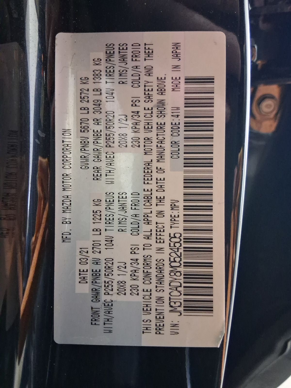 Used Car 2021 Mazda Cx-9  Grand Touring For Sale Under $25,000 In Austin, Texas