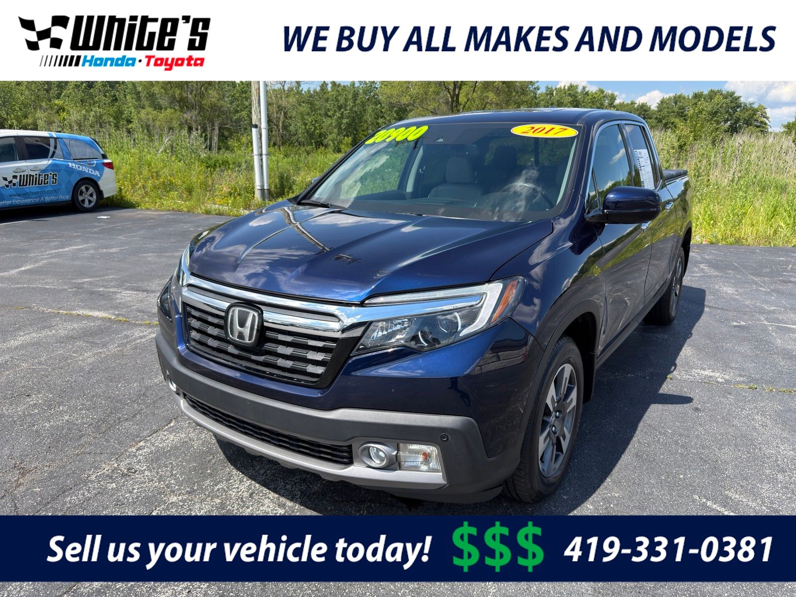 Blue 2017 Honda Ridgeline Pickup Truck All-Wheel Drive 6-Speed Automatic