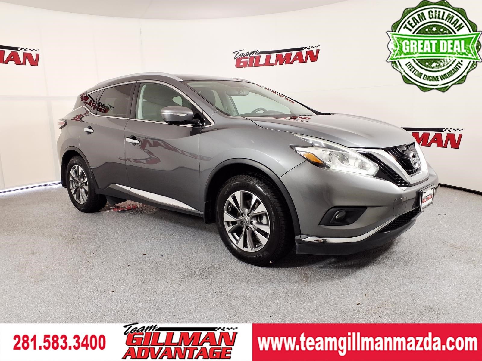 Gray (Gun Metallic) 2015 Nissan Murano SL AWD SUV / Crossover All-Wheel Drive Continuously Variable Transmission