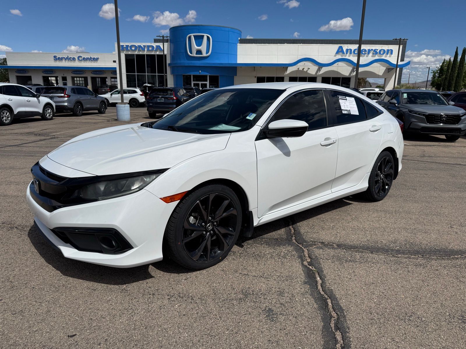 Platinum White Pearl 2019 Honda Civic Sport FWD Sedan Front-Wheel Drive Continuously Variable Transmission
