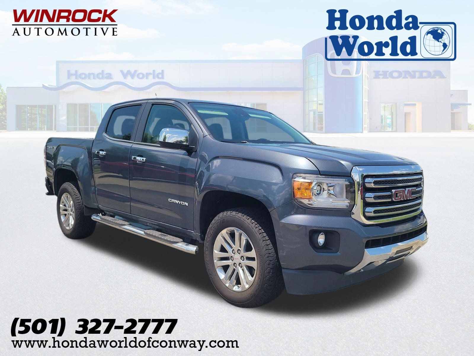 Cyber Gray Metallic 2015 GMC Canyon SLT Crew Cab 4WD Pickup Truck Four-Wheel Drive 6-Speed Automatic
