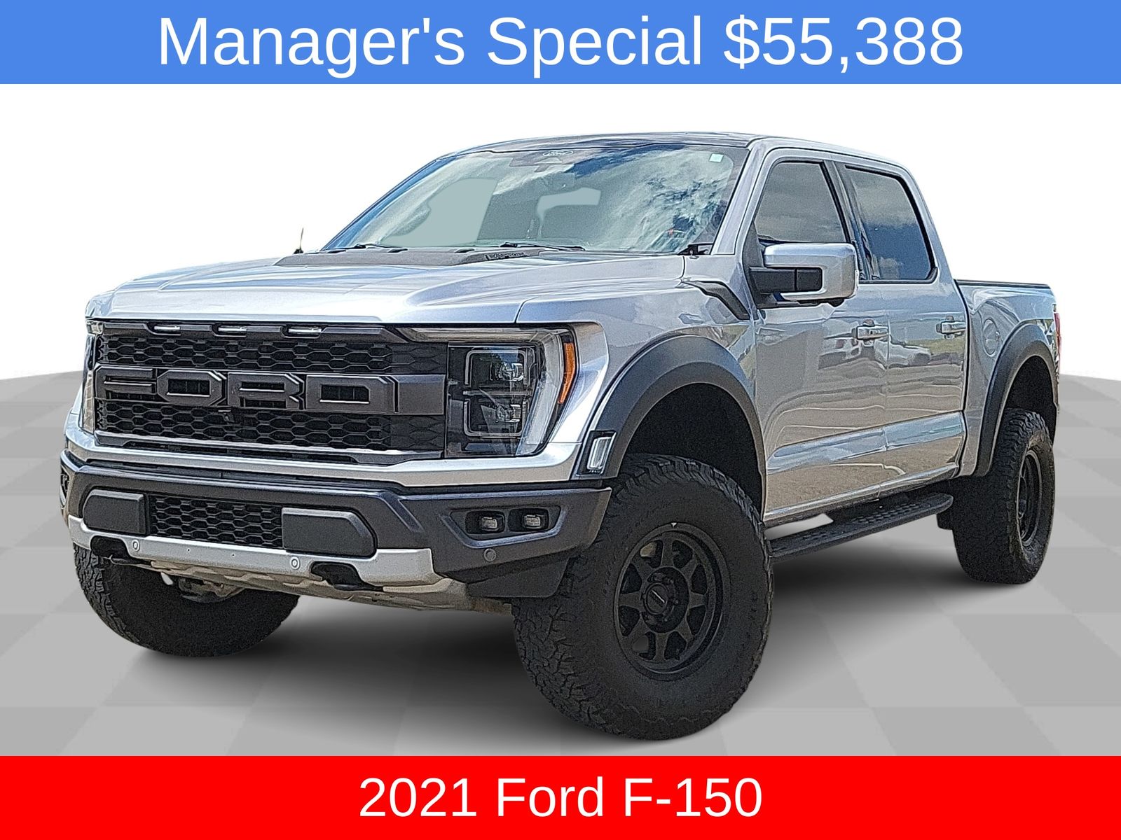 Iconic Silver Metallic 2021 Ford F-150 Raptor SuperCrew 4WD Pickup Truck Four-Wheel Drive Automatic