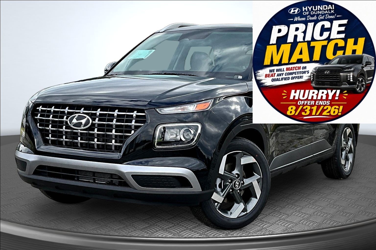 Onyx Black 2026 Hyundai Venue SUV / Crossover Front-Wheel Drive Continuously Variable Transmission