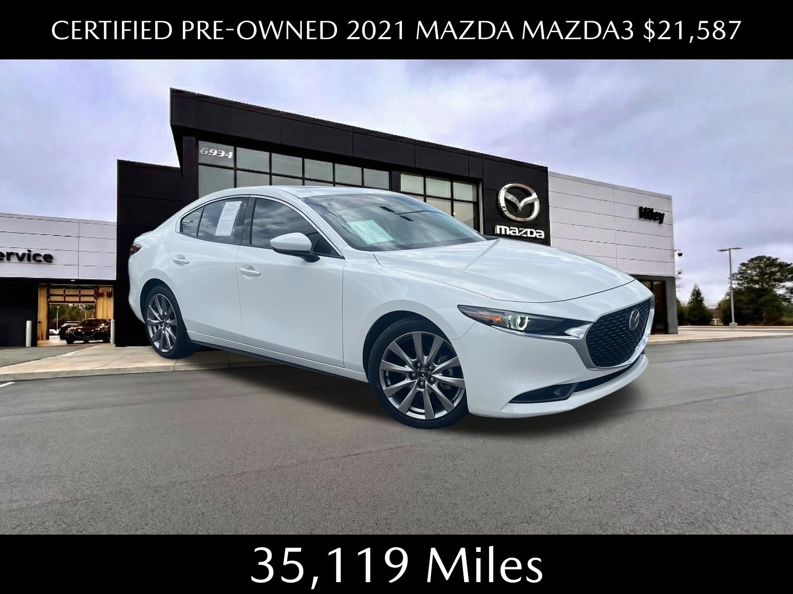 Snowflake White Pearl Mica 2021 Mazda MAZDA3 Premium Sedan AWD Hatchback All-Wheel Drive 6-Speed Automatic