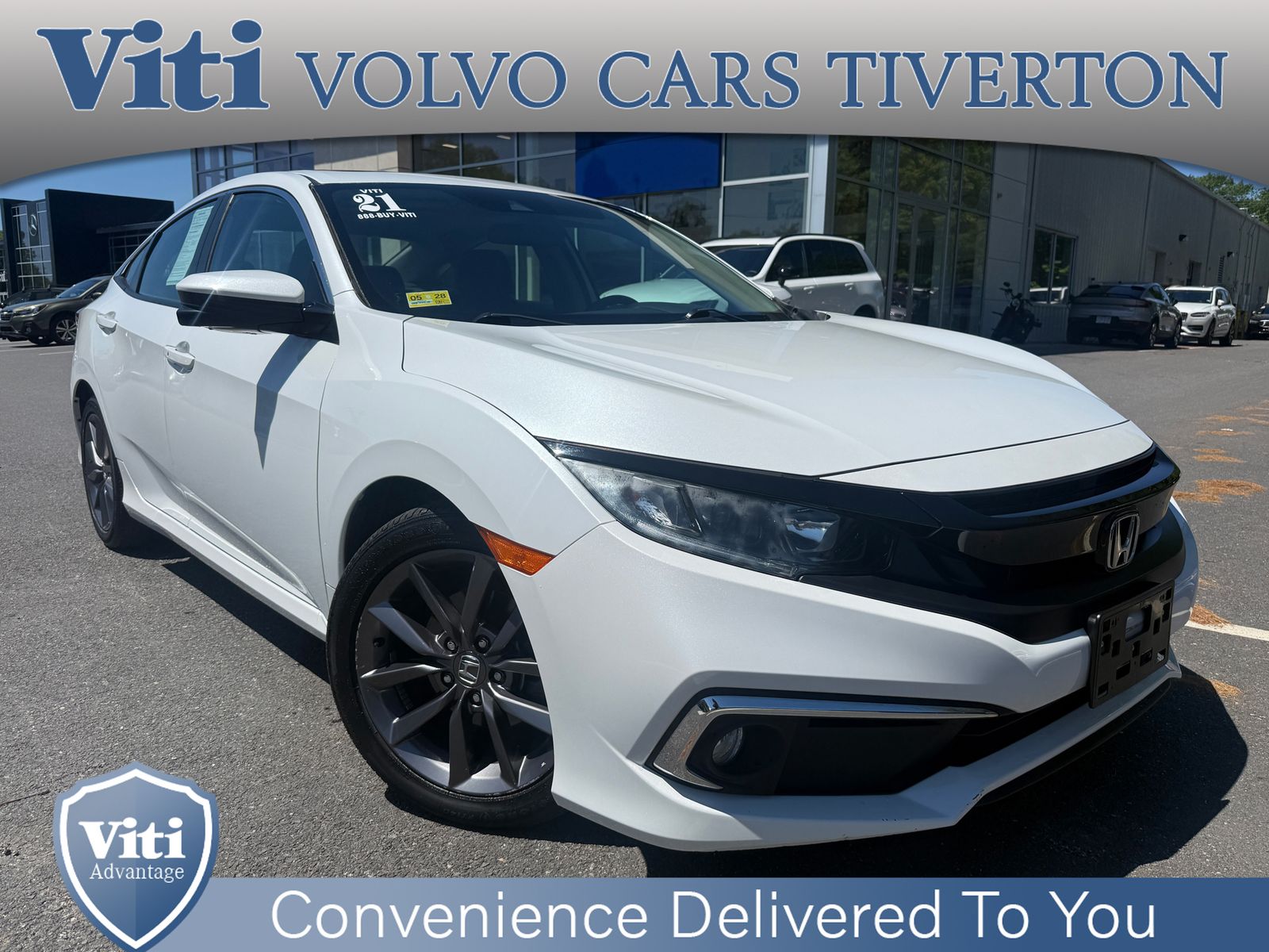 White 2021 Honda Civic Sedan Front-Wheel Drive Continuously Variable Transmission