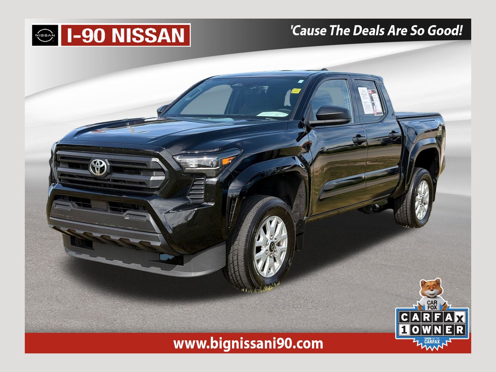 Black 2024 Toyota Tacoma SR Double Cab 4WD Pickup Truck Four-Wheel Drive 8-Speed Automatic
