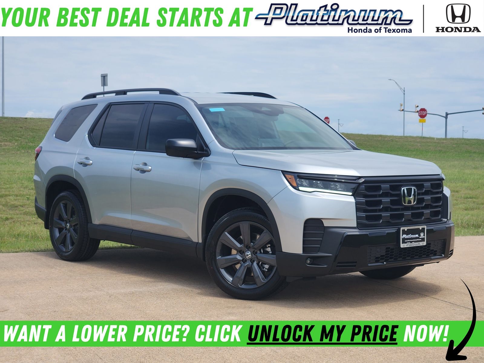 Solar Silver Metallic 2026 Honda Pilot Sport FWD SUV / Crossover Front-Wheel Drive Automatic