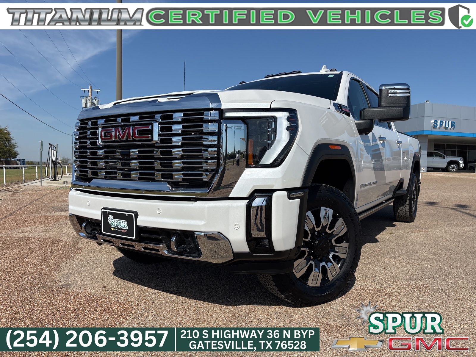 White Frost Tricoat 2024 GMC Sierra 2500HD Denali Crew Cab 4WD Pickup Truck Four-Wheel Drive Automatic