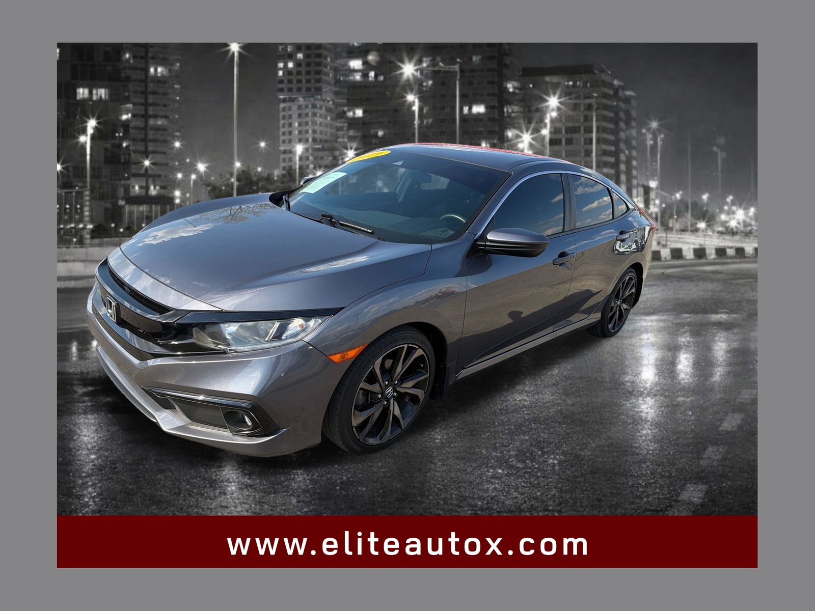 Gray 2019 Honda Civic Sport FWD Sedan Front-Wheel Drive Continuously Variable Transmission