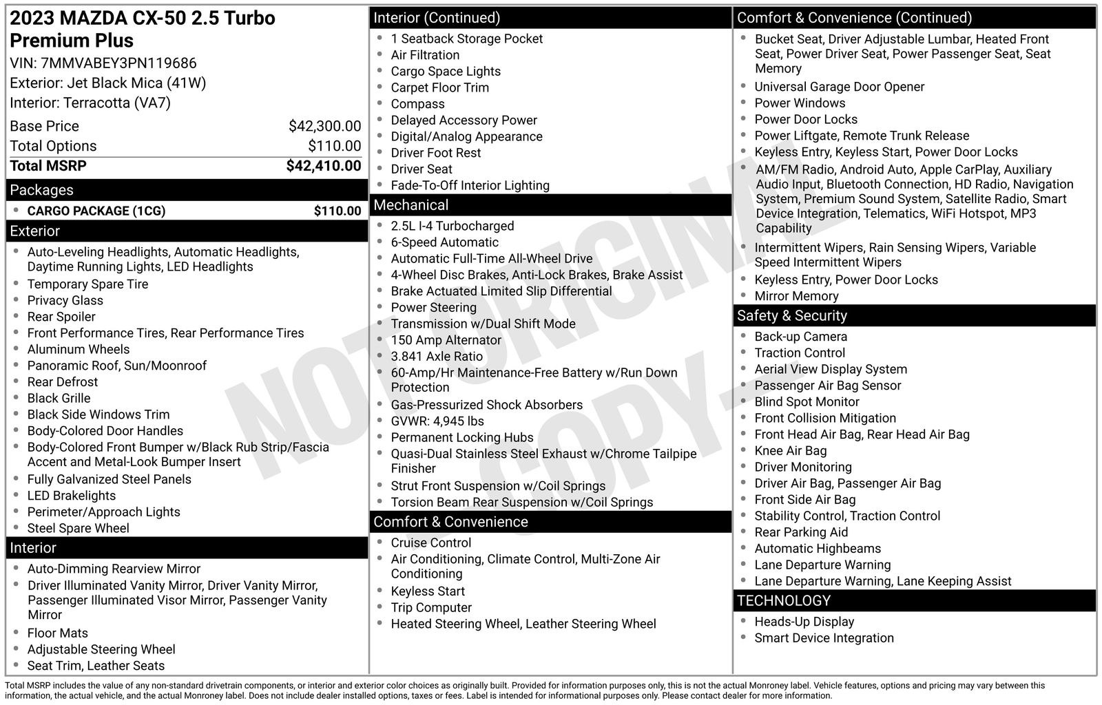 Used Car 2023 Mazda Cx-50  2.5 Turbo Premium Plus Package For Sale Under $35,000 In Austin, Texas