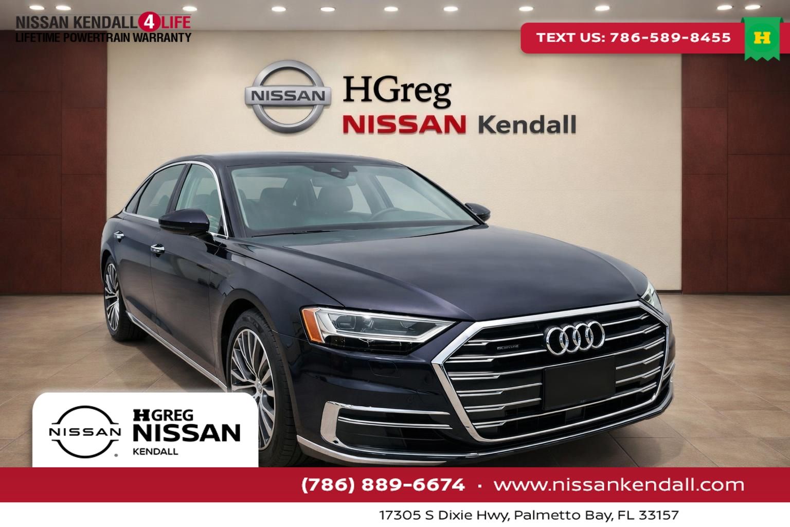 Moonlight Blue 2019 Audi A8 L 55 TFSI quattro Sedan All-Wheel Drive 8-Speed Automatic