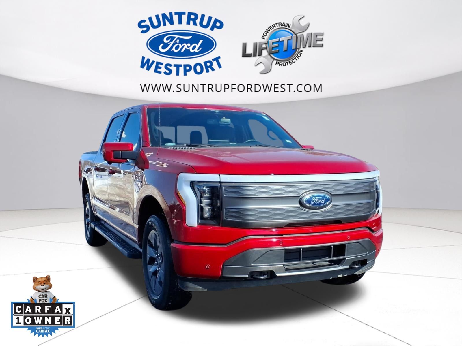 Rapid Red Metallic Tinted Clearcoat 2023 Ford F-150 Lightning Lariat SuperCrew AWD Pickup Truck All-Wheel Drive Automatic