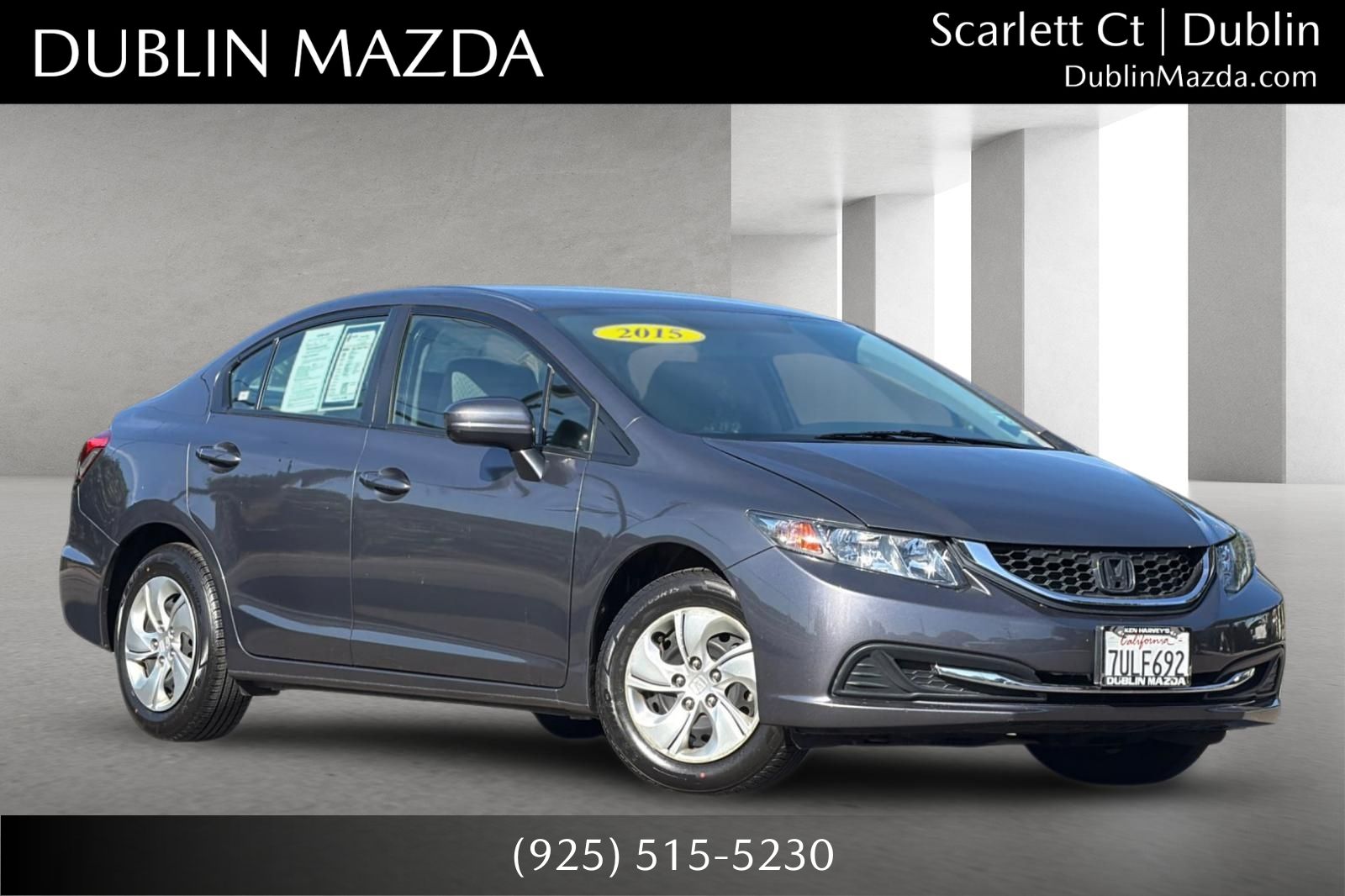 Gray 2015 Honda Civic Sedan Front-Wheel Drive Continuously Variable Transmission