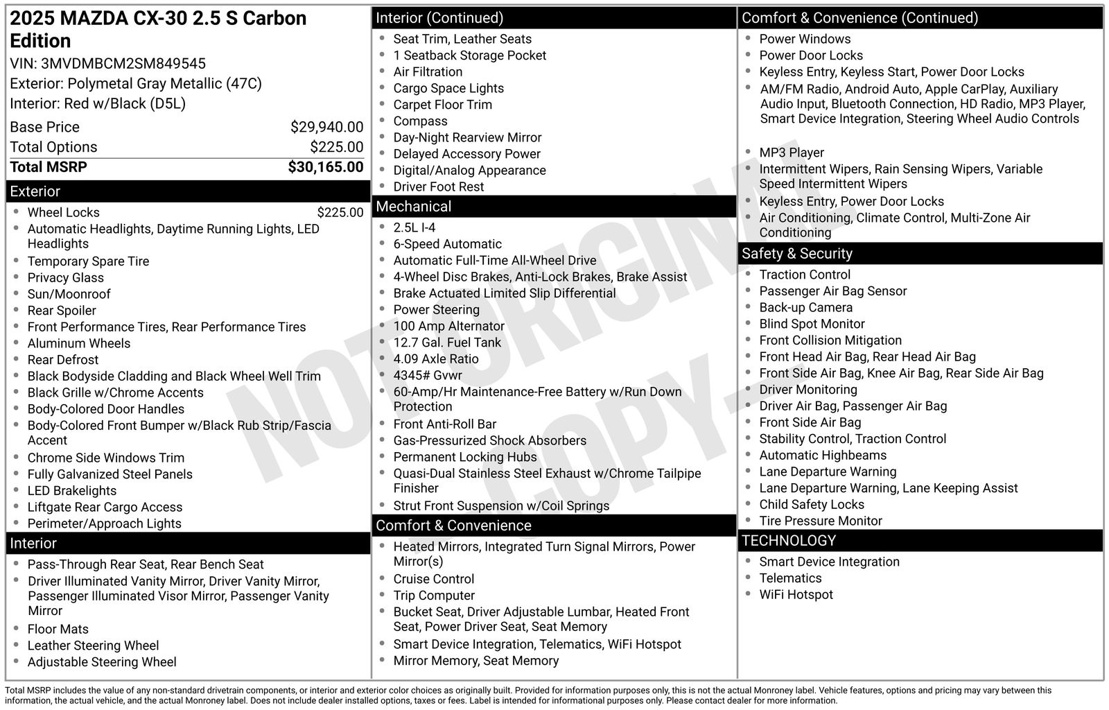 Used Car 2025 Mazda Cx-30  2.5 S Carbon Edition For Sale Under $35,000 In Austin, Texas