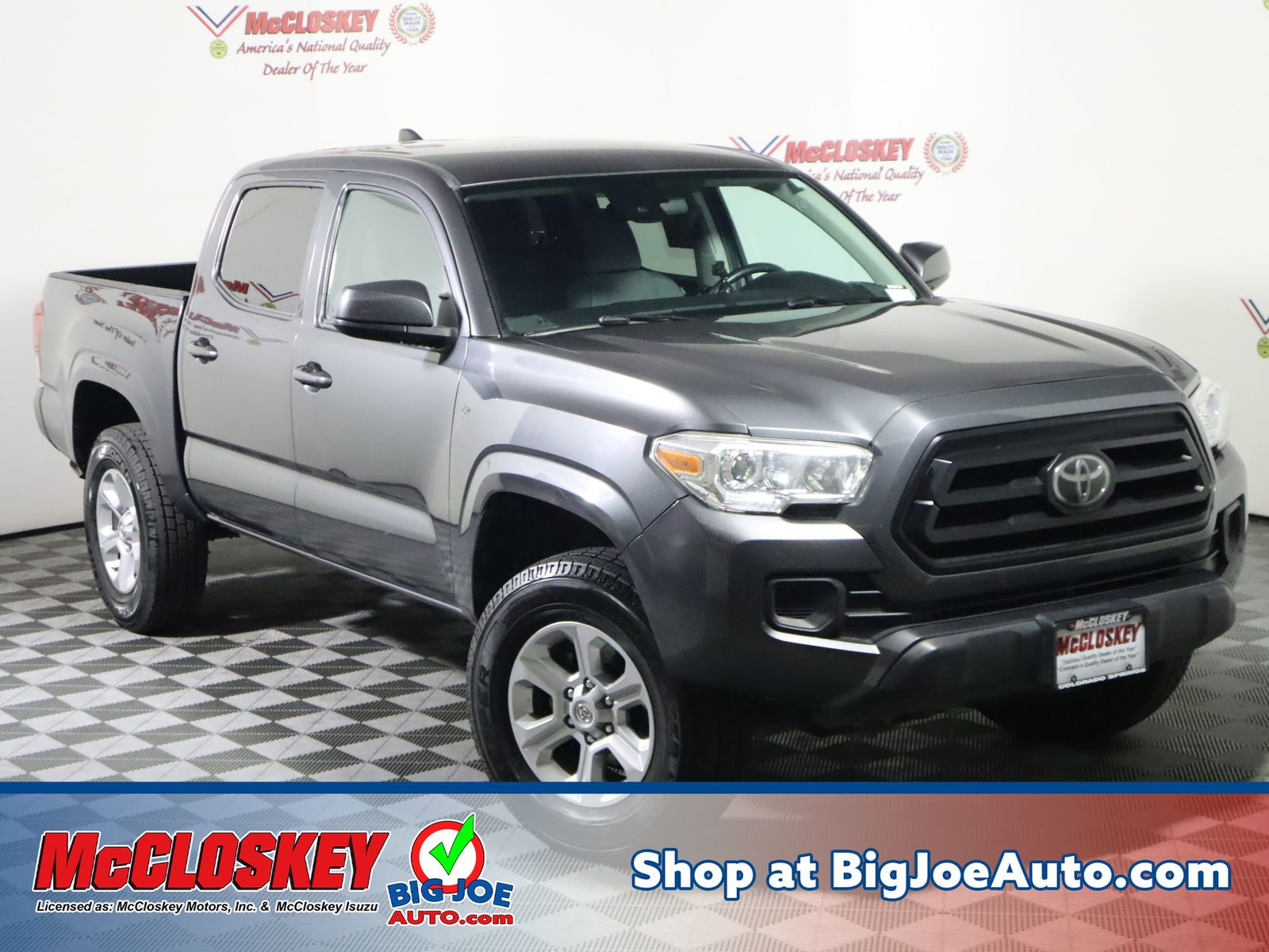 Magnetic Gray Metallic 2021 Toyota Tacoma SR V6 Double Cab 4WD Pickup Truck Four-Wheel Drive 6-Speed Automatic