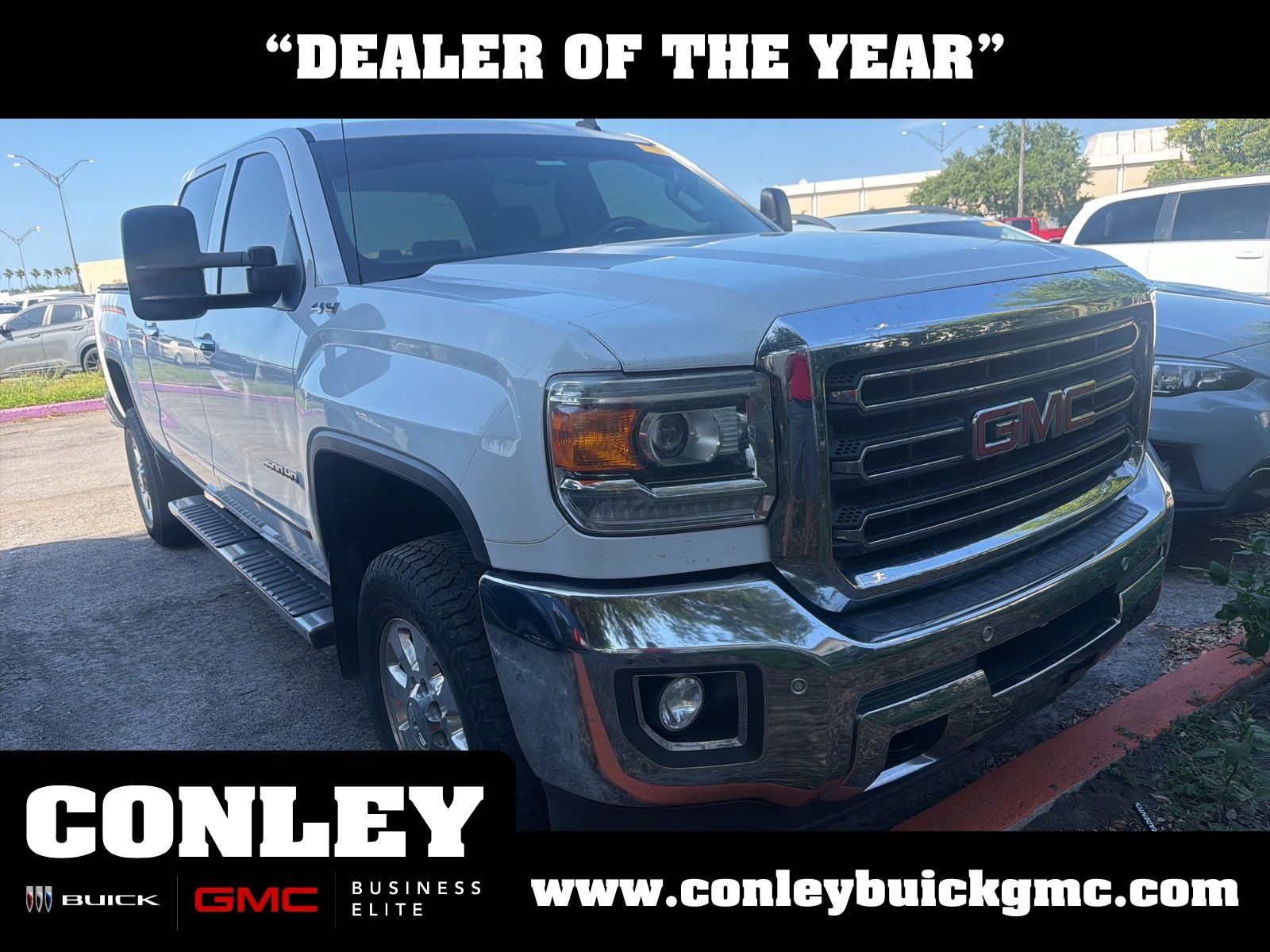 Summit White 2015 GMC Sierra 3500HD SLT Crew Cab 4WD Pickup Truck Four-Wheel Drive 6-Speed Automatic Overdrive