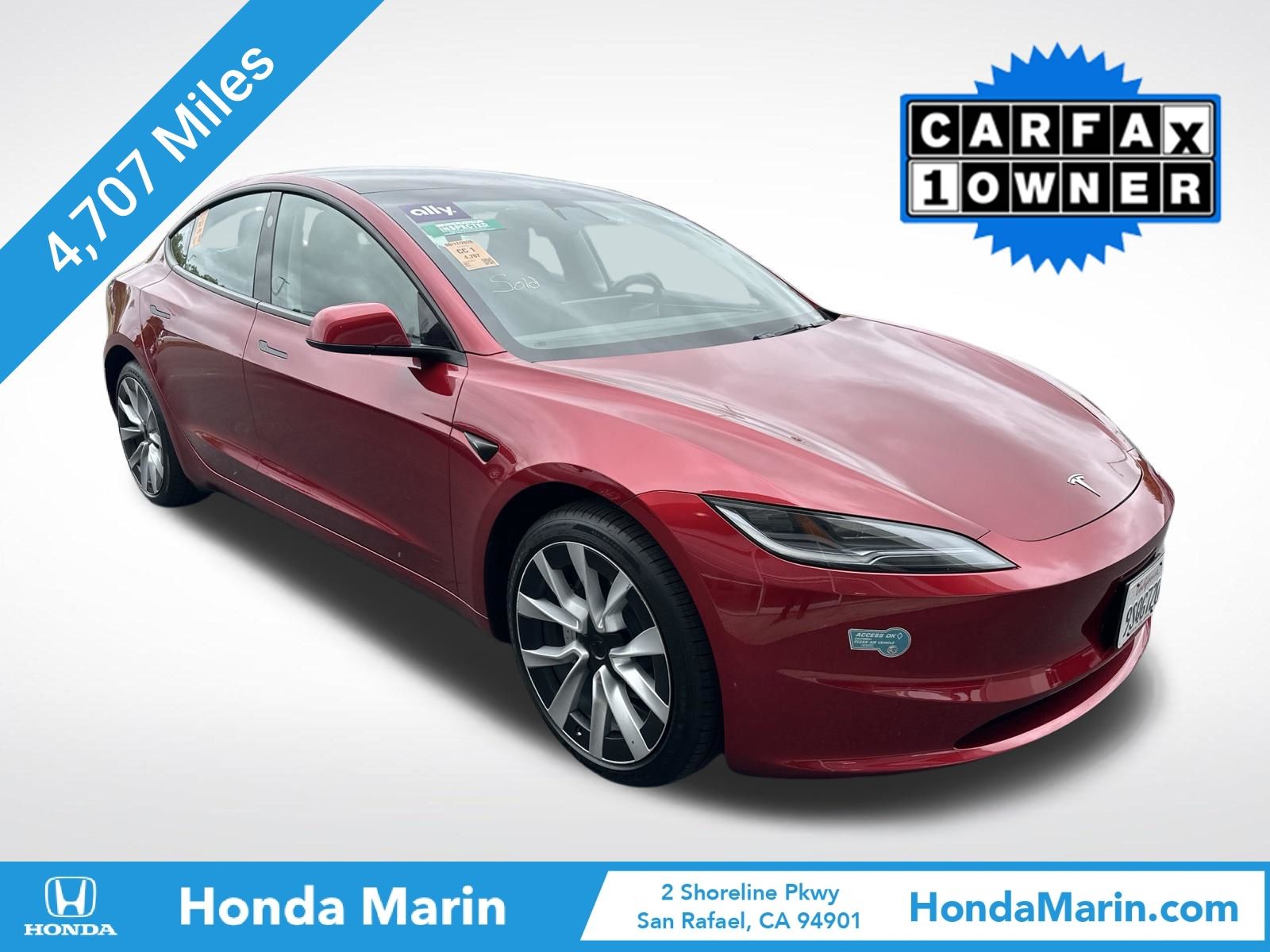 Ultra Red 2025 Tesla Model 3 Sedan Rear-Wheel Drive 1-Speed Automatic