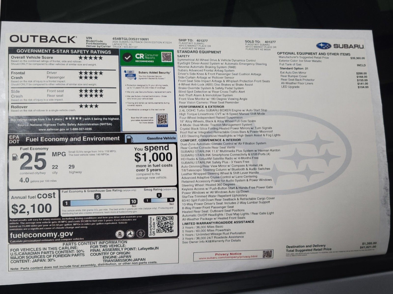 2025 Subaru Outback Onyx Edition XT 34