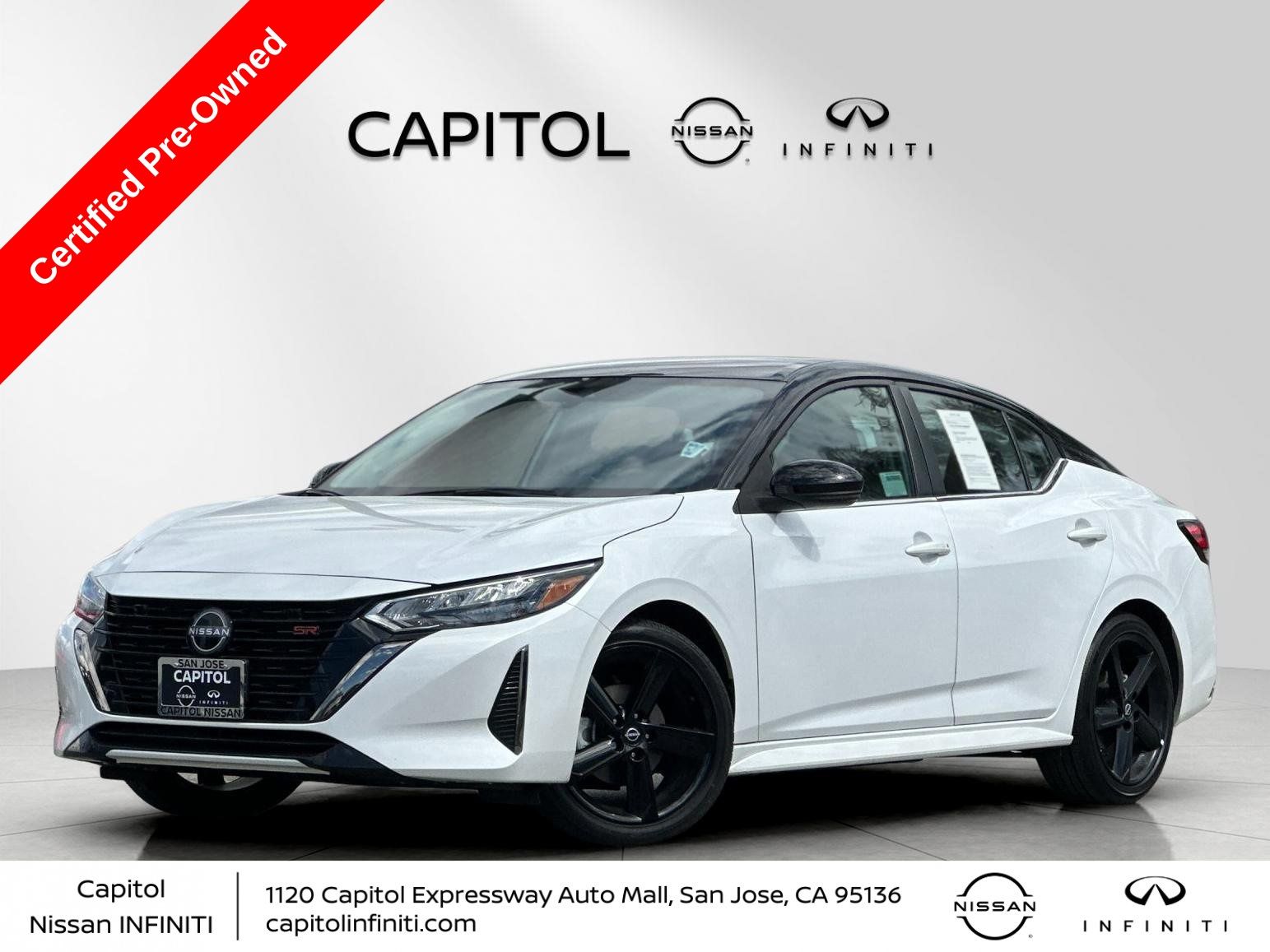 Aspen White/Super Black 2025 Nissan Sentra SR FWD Sedan Front-Wheel Drive Continuously Variable Transmission