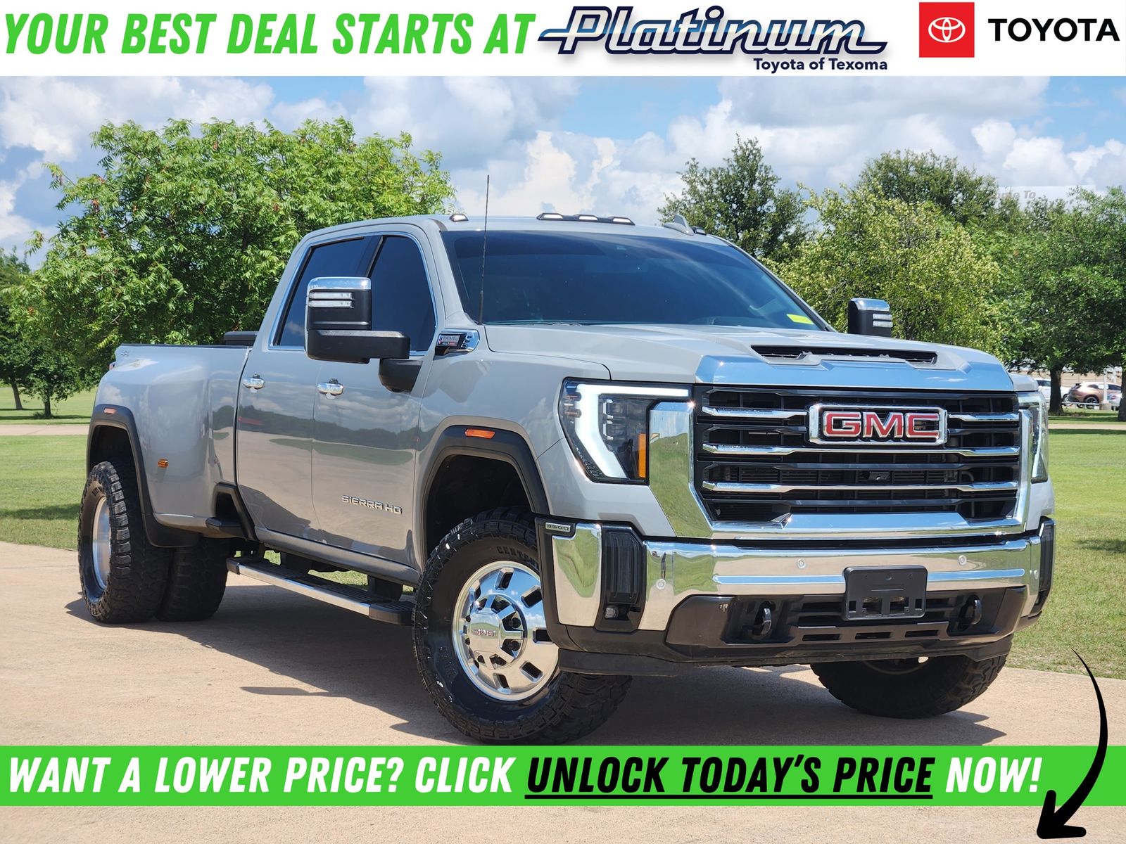 Thunderstorm Gray 2024 GMC Sierra 3500HD SLT Crew Cab 4WD Pickup Truck Four-Wheel Drive Automatic