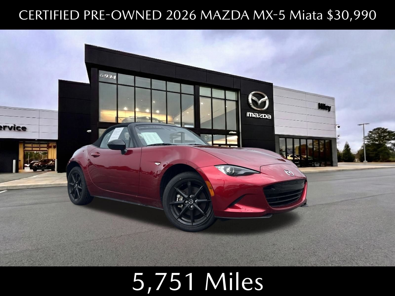 Soul Red Crystal Metallic 2026 Mazda MX-5 Miata Convertible Rear-Wheel Drive 6-Speed Manual