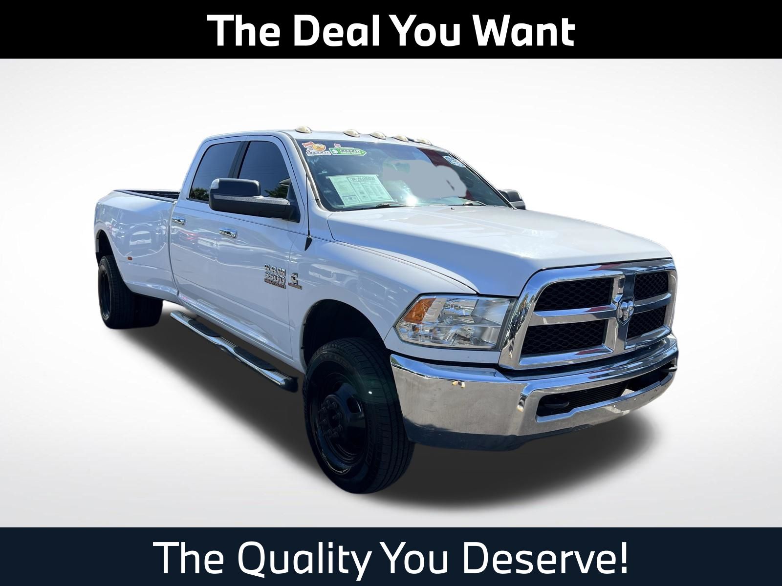 Bright White Clearcoat 2018 RAM 3500 SLT Crew Cab LB DRW 4WD Pickup Truck Four-Wheel Drive 6-Speed Automatic