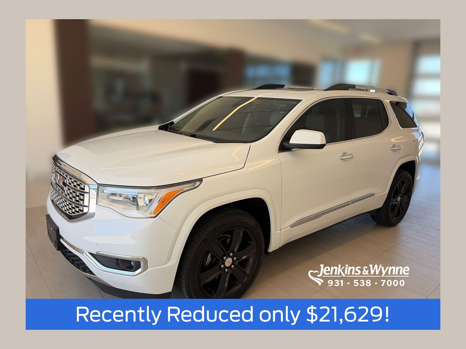 Summit White 2019 GMC Acadia Denali AWD SUV / Crossover Four-Wheel Drive 6-Speed Automatic