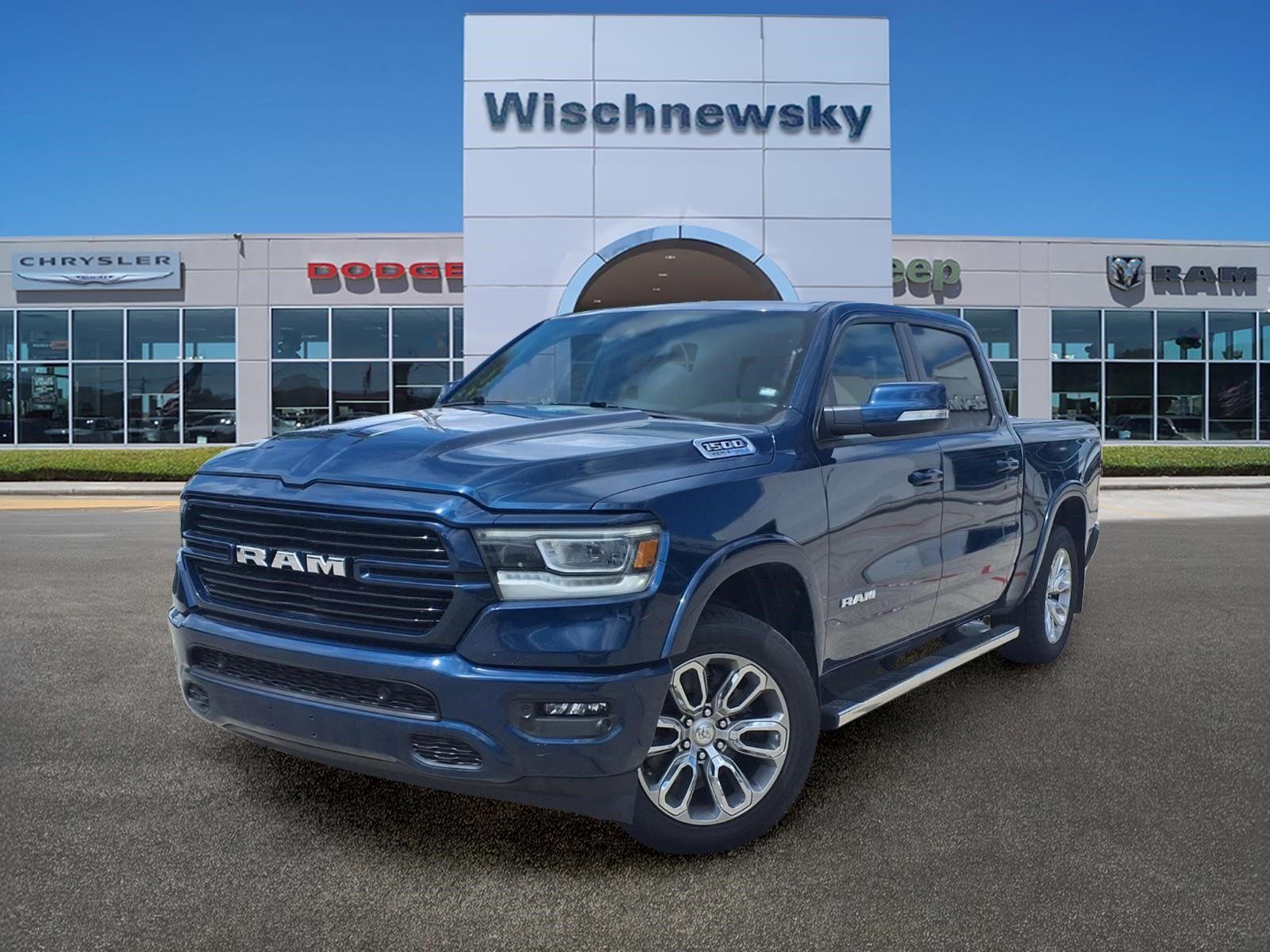 Patriot Blue Pearlcoat 2021 RAM 1500 Laramie Crew Cab 4WD Pickup Truck Four-Wheel Drive 8-Speed Automatic