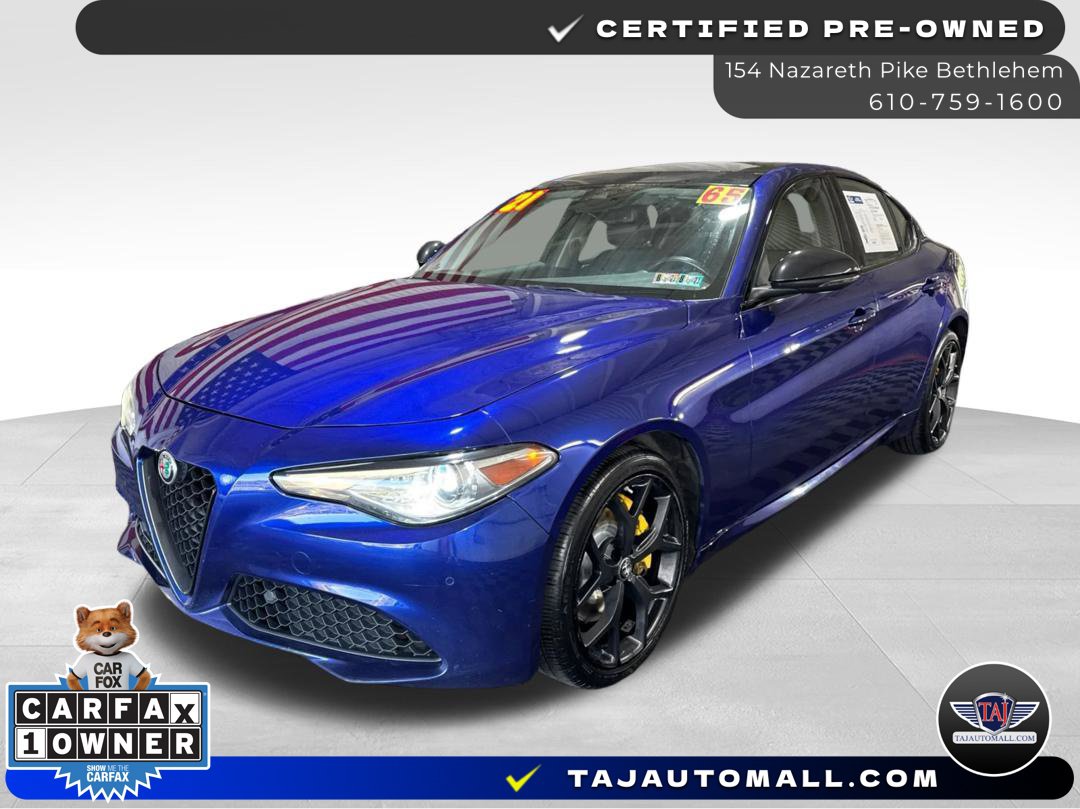 Blue Metallic 2021 Alfa Romeo Giulia Sedan All-Wheel Drive 8-Speed Automatic