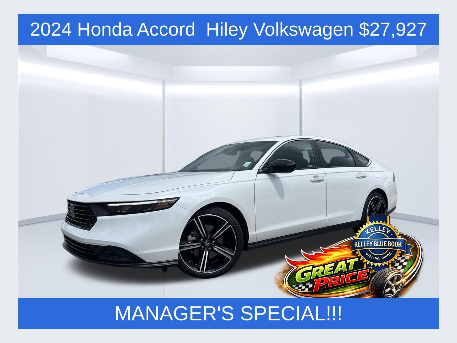 White 2024 Honda Accord Hybrid Sedan Front-Wheel Drive Continuously Variable Transmission