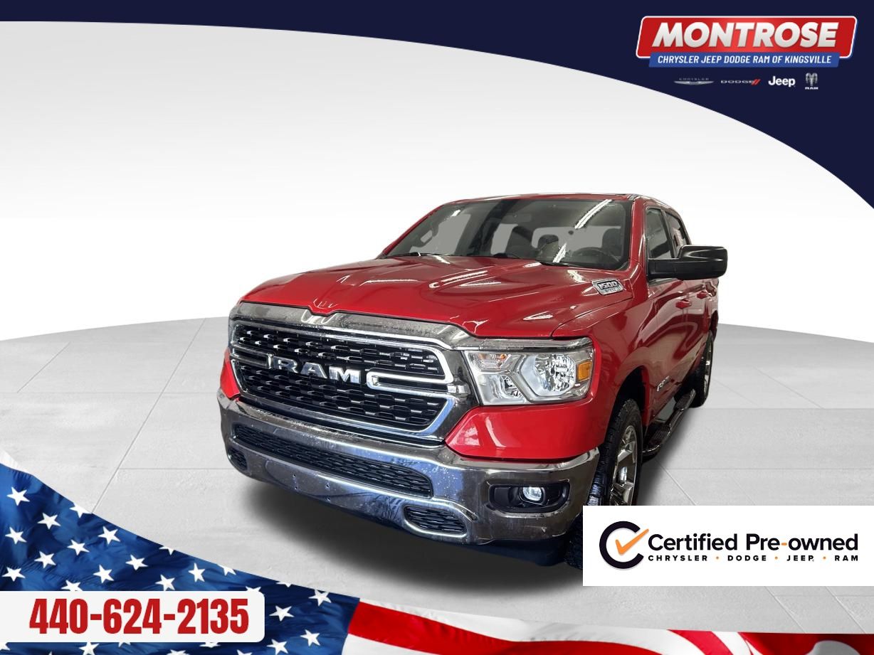 Flame Red Clearcoat 2022 RAM 1500 Big Horn Crew Cab 4WD Pickup Truck Four-Wheel Drive 8-Speed Automatic