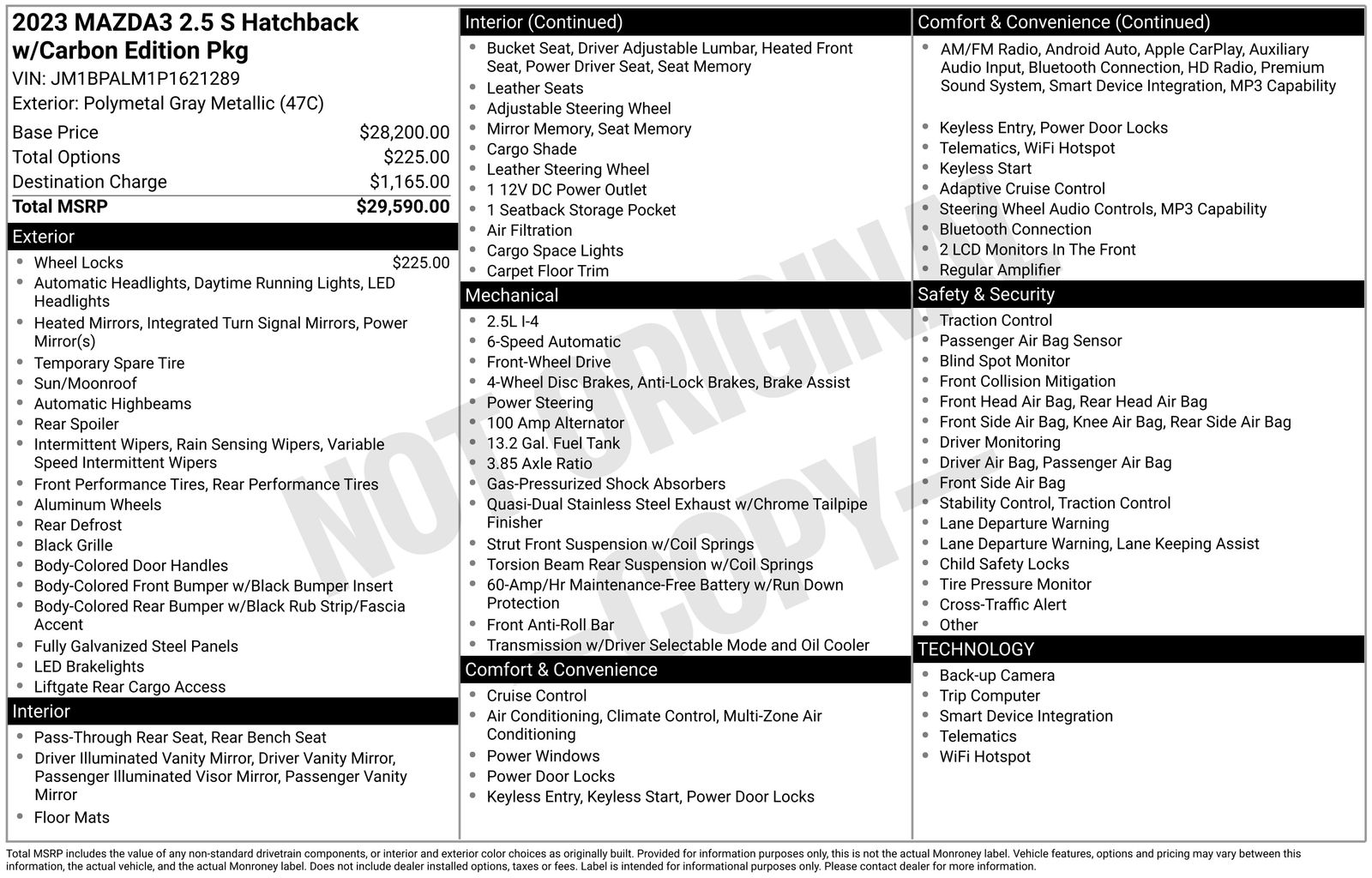 Used Car 2023 Mazda Mazda3  2.5 S Carbon Edition For Sale Under $25,000 In Austin, Texas