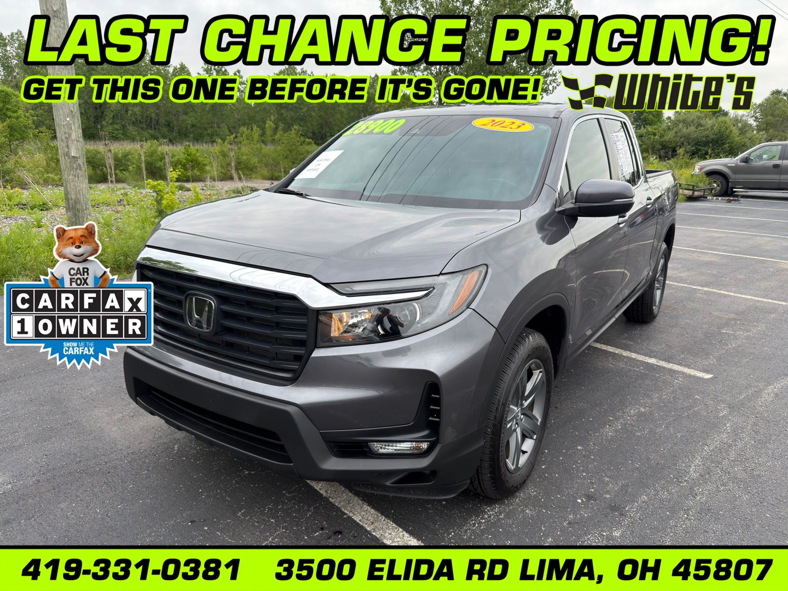Gray (Modern Steel Metallic) 2023 Honda Ridgeline Pickup Truck All-Wheel Drive 9-Speed Automatic