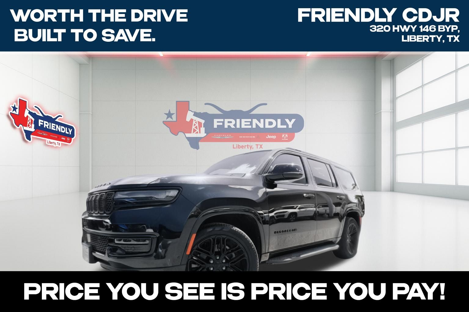 Diamond Black Crystal Pearlcoat 2023 Jeep Wagoneer Series II RWD SUV / Crossover 4X2 8-Speed Automatic