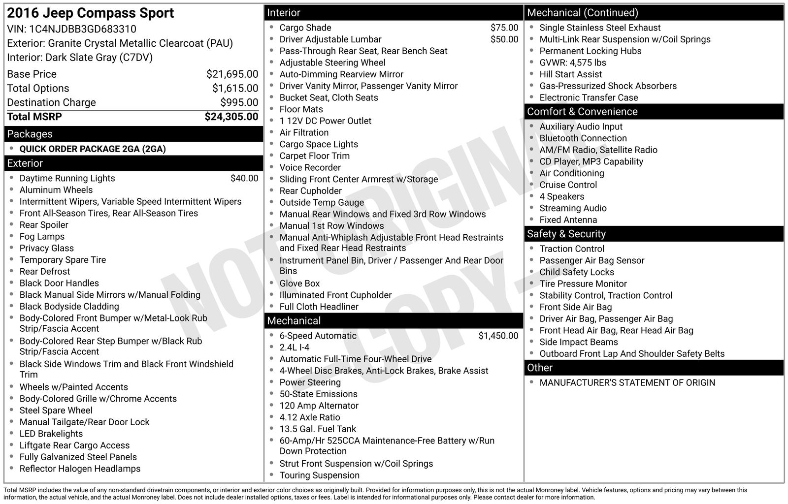 2016 Jeep Compass Sport 4X4's photo