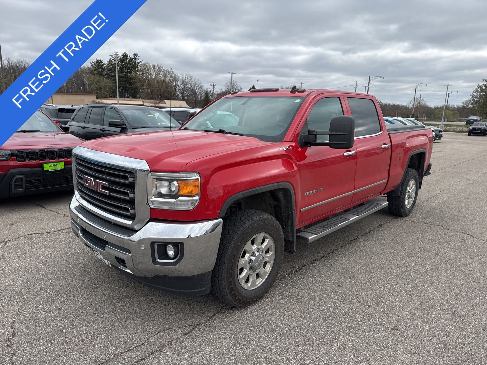 Fire Red 2015 GMC Sierra 2500HD SLT Crew Cab SB 4WD Pickup Truck Four-Wheel Drive 6-Speed Automatic