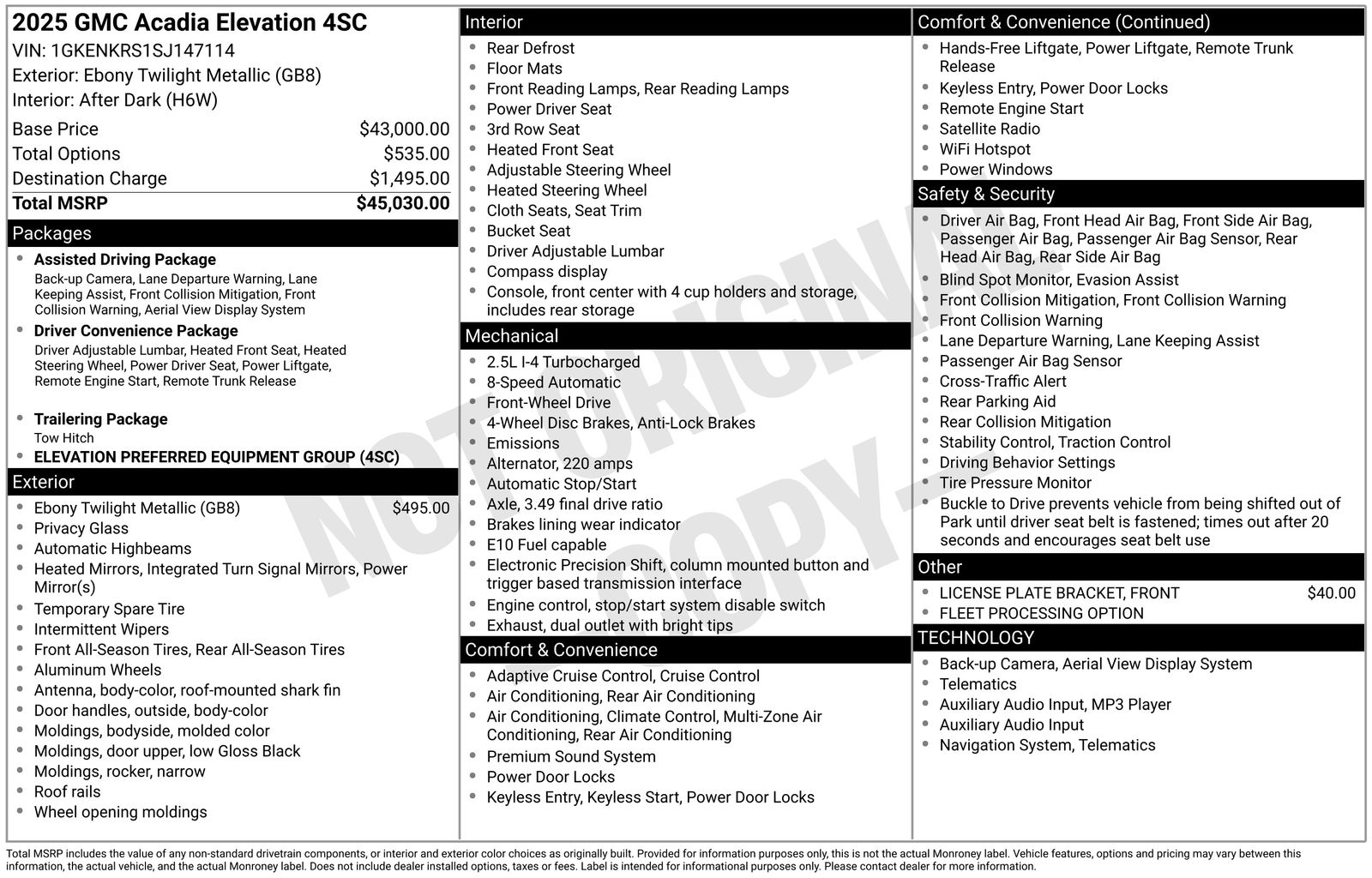 Used Car 2025 Gmc Acadia  Elevation For Sale Under $30,000 In Austin, Texas