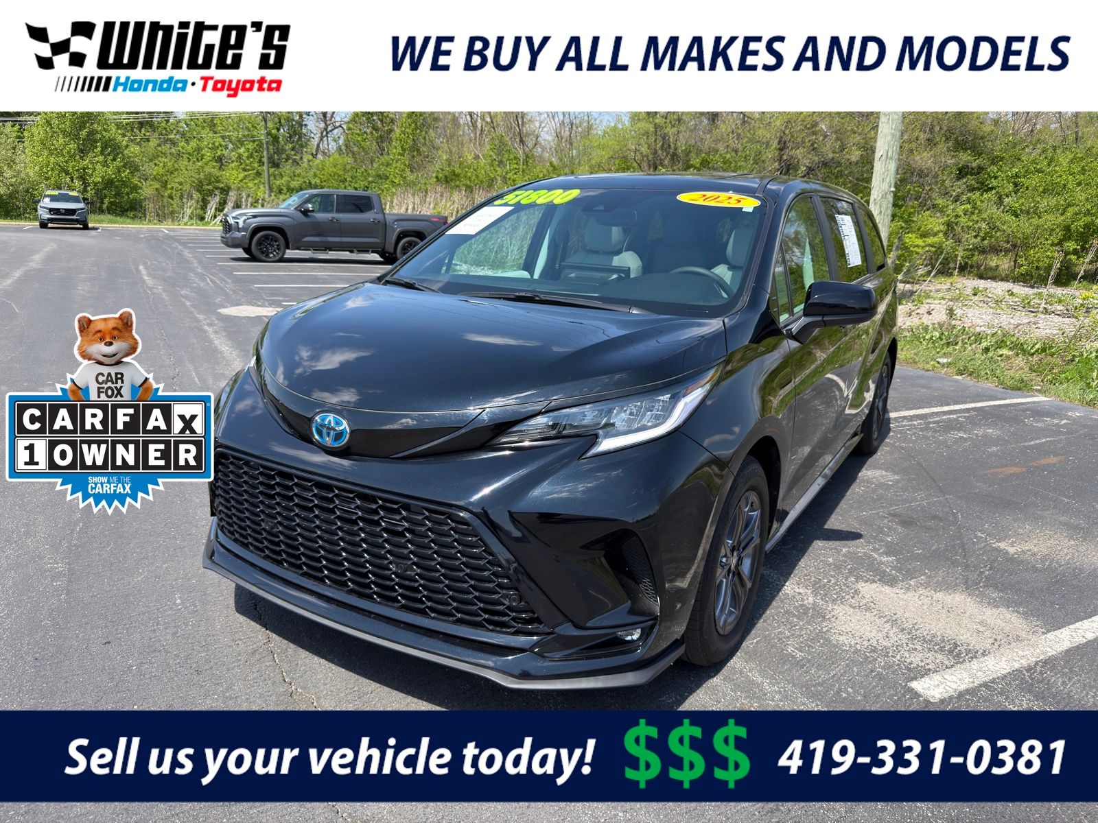 Midnight Black Metallic 2025 Toyota Sienna XSE 7-Passenger AWD Minivan All-Wheel Drive Continuously Variable Transmission