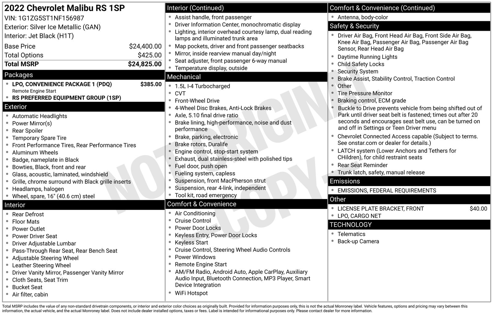 Used Car 2022 Chevrolet Malibu  Rs For Sale Under $20,000 In Austin, Texas