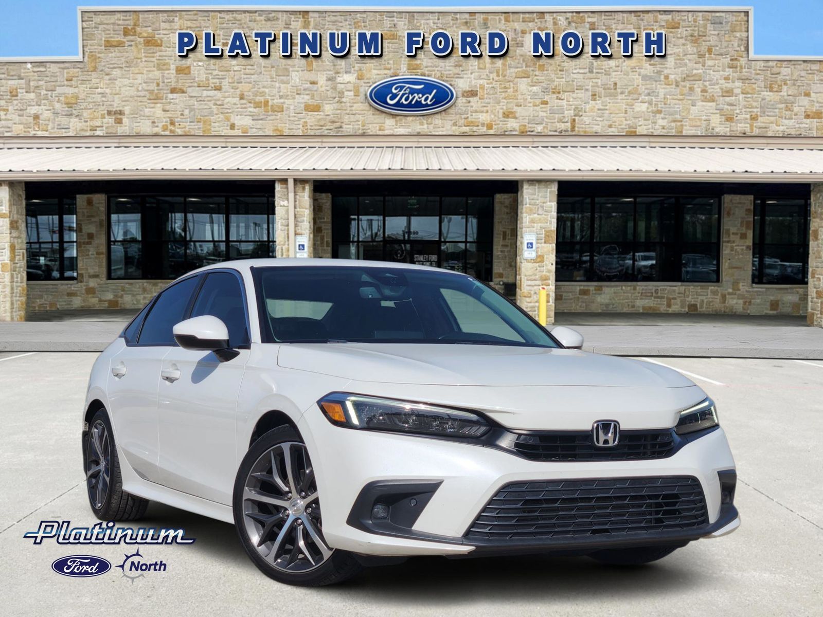Platinum White Pearl 2023 Honda Civic Sedan Front-Wheel Drive Continuously Variable Transmission