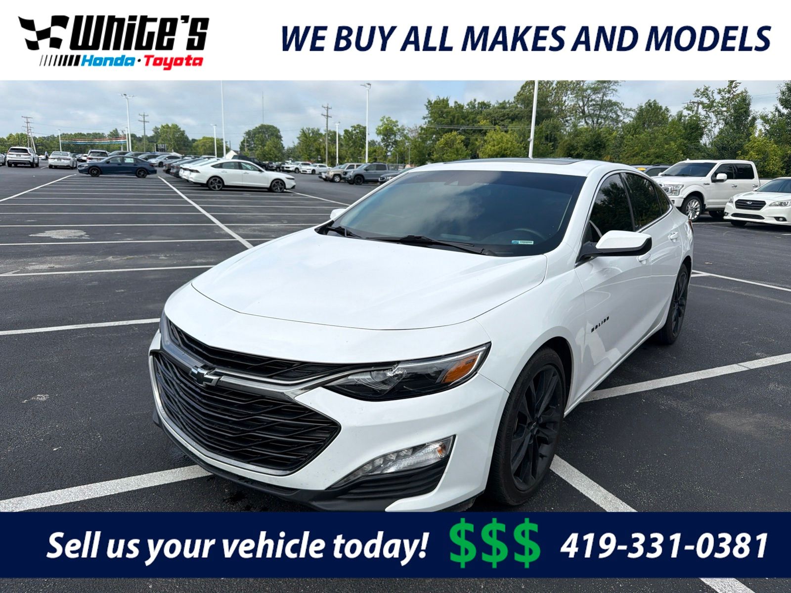 White 2023 Chevrolet Malibu Sedan Front-Wheel Drive Continuously Variable Transmission