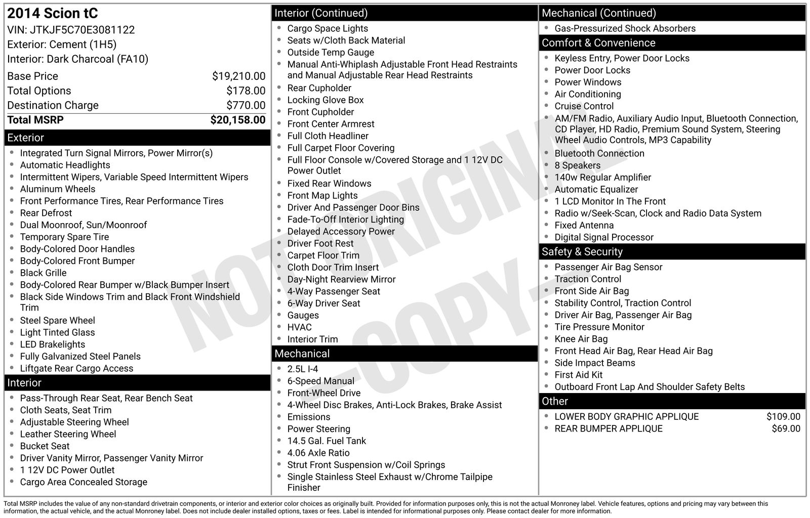 2014 Scion tC Coupe 6-Speed Automatic