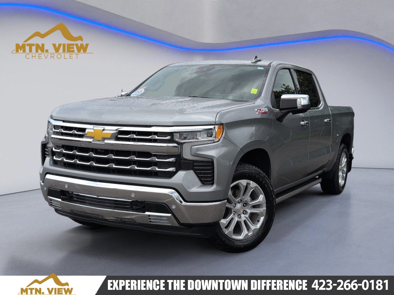Sterling Gray Metallic 2023 Chevrolet Silverado 1500 LTZ Crew Cab 4WD Pickup Truck Four-Wheel Drive Automatic
